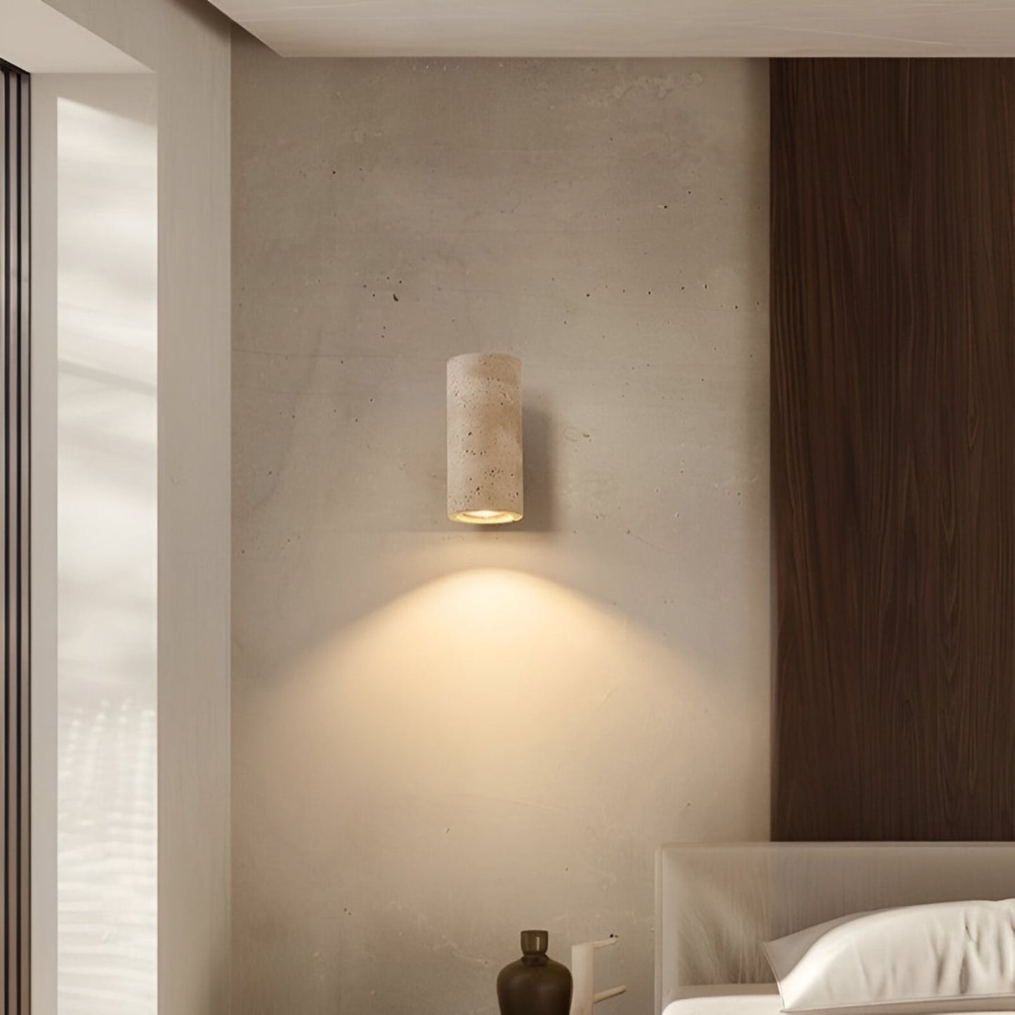 Travertine & Wood LED Wall Light