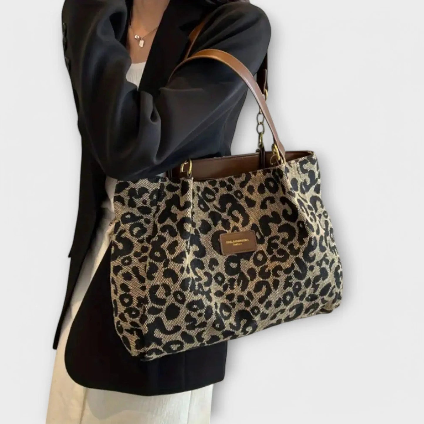 Women’s Leopard Print Tote Bag with Shoulder Strap