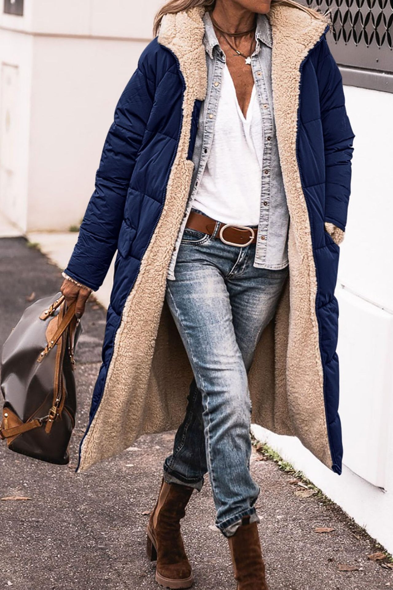 Women’s Reversible Sherpa Long Coat