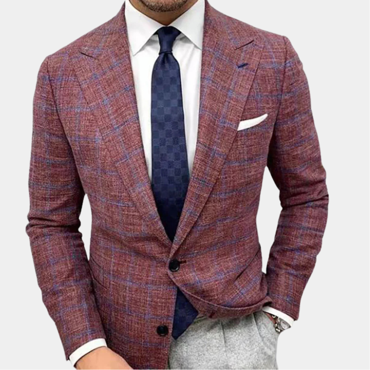 Men’s Plaid Blazer Tailored Fit