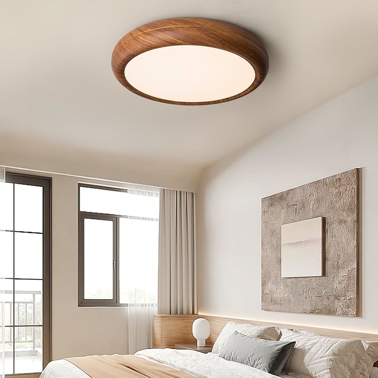 Modern Wood Flush Mount LED Ceiling Light
