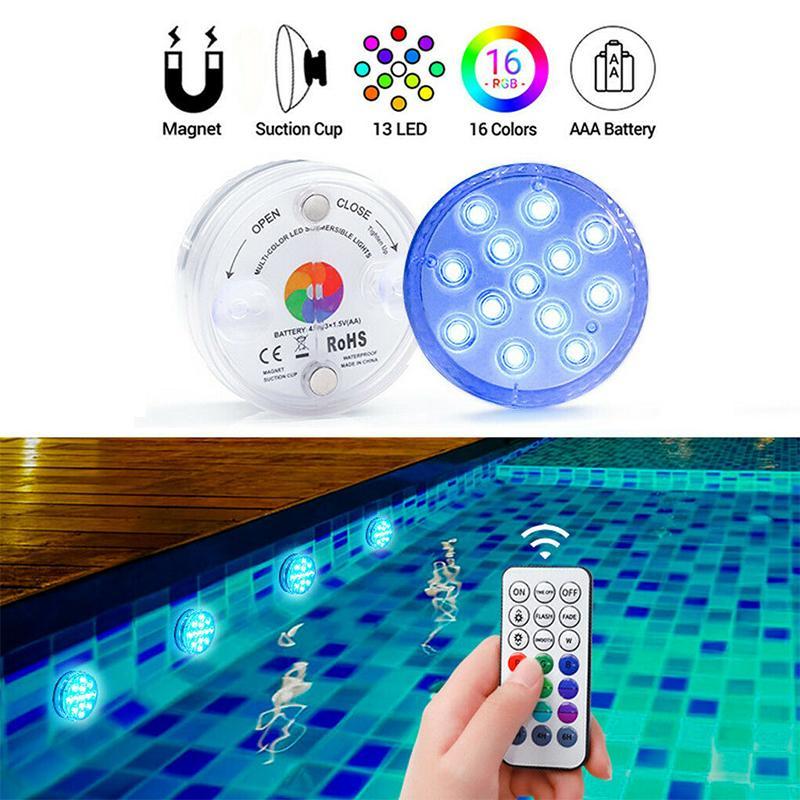 Waterproof LED Pool Light with Remote - Submersible Suction Lamp