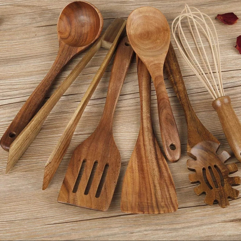 Wooden Cooking Utensils Set – 7 Piece Kitchen Tool Set