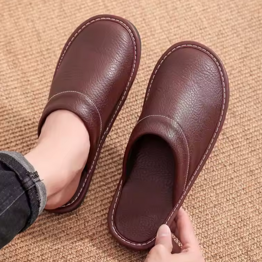 Men’s Leather House Slippers Slip On