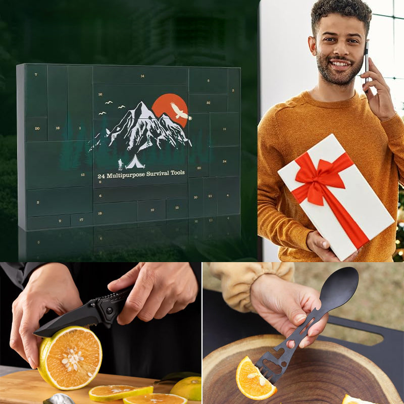Mens Outdoor Survival Gear Advent Calendar 24 Day Camping Tool Gift