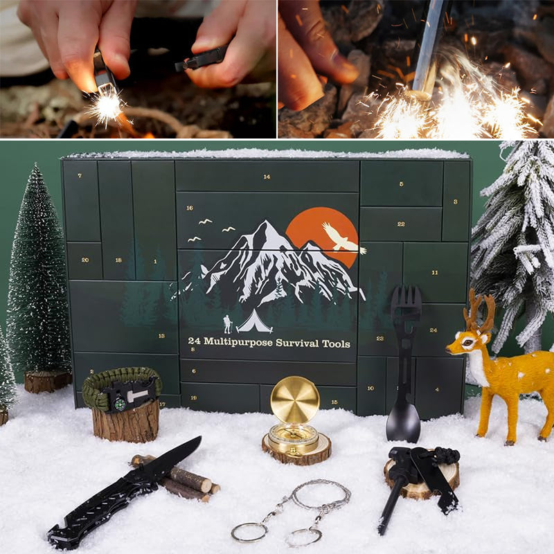 Mens Outdoor Survival Gear Advent Calendar 24 Day Camping Tool Gift