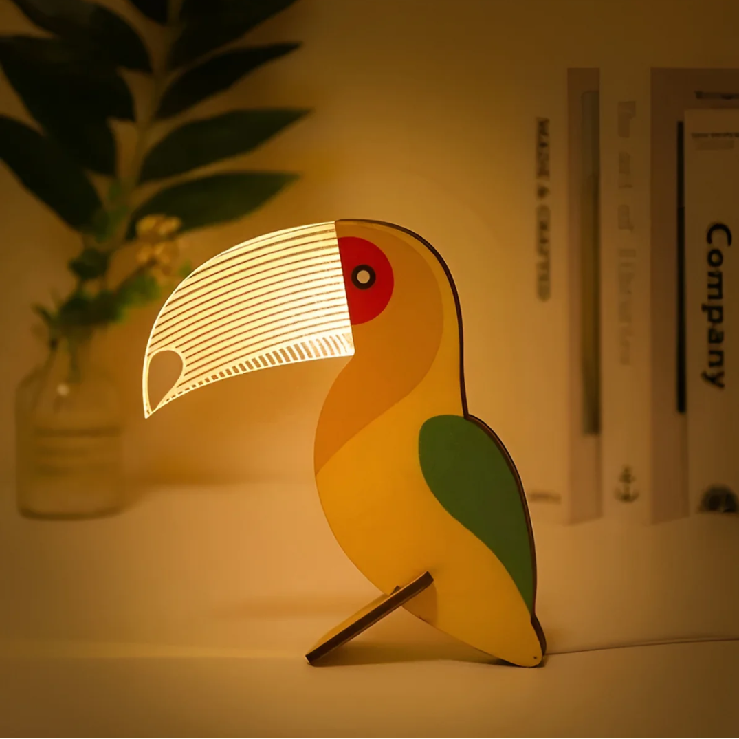 Nordic Wooden Animal LED Table Lamp – Warm Light Decorative Desk Lamp