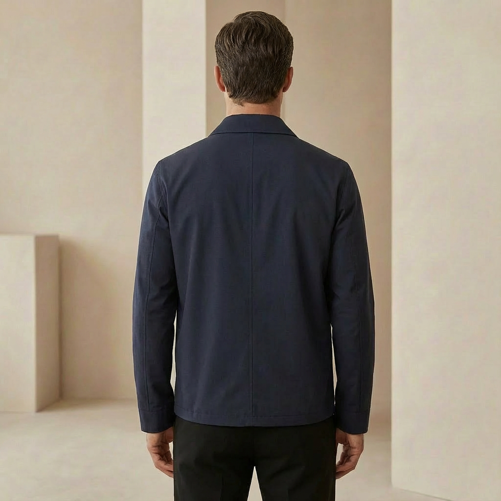 Men's Classic Collared Zip-Front Jacket - Regular Fit Casual Outerwear