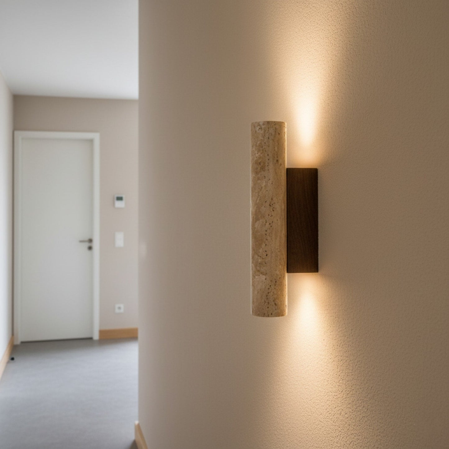 Travertine & Wood LED Wall Light