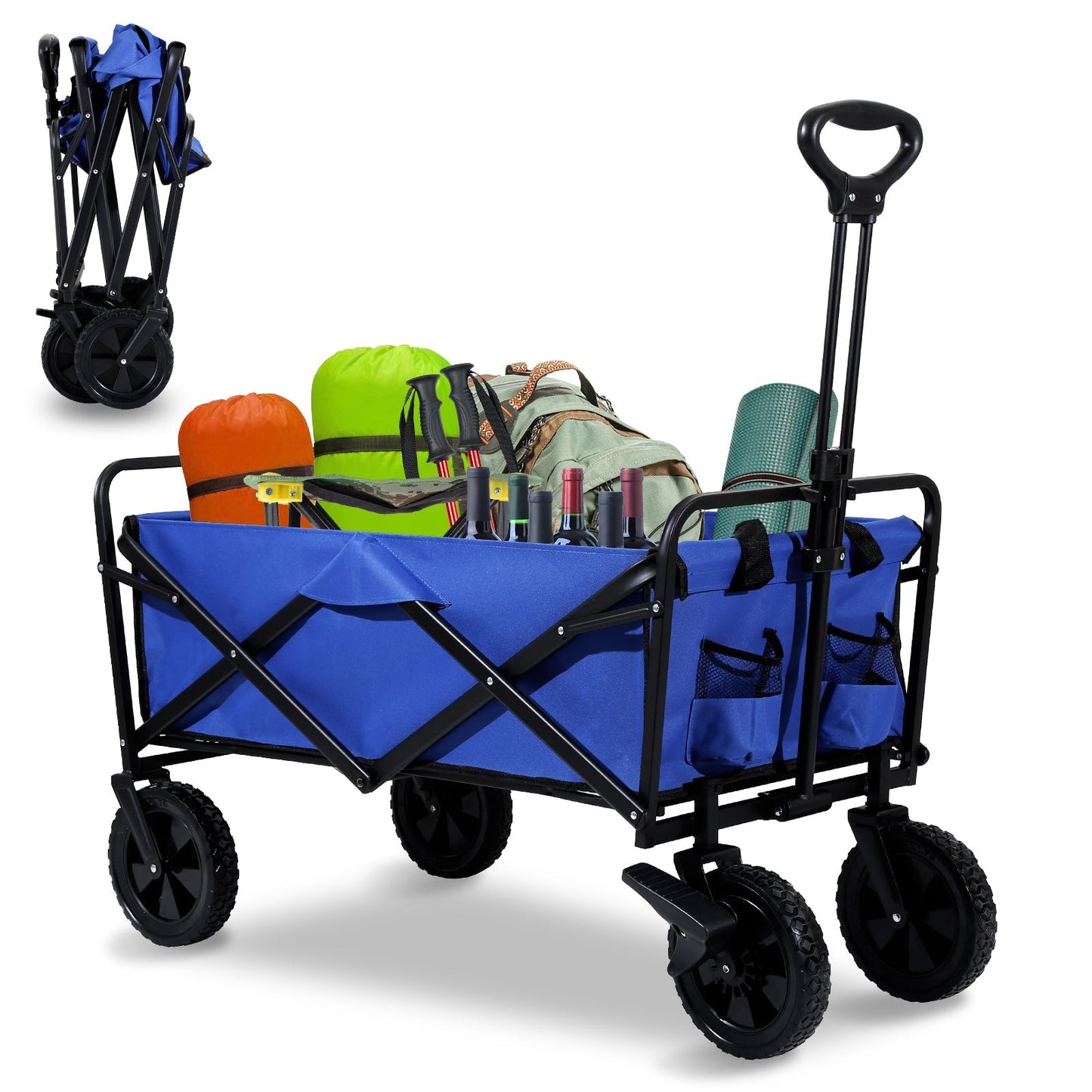 Foldable Camping Cart 100kg - Heavy Duty Garden Beach Trolley