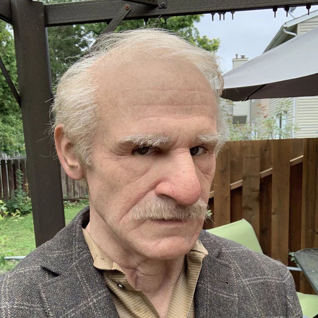 Realistic Old Man Halloween Mask - Movable Mouth Horror Latex Hood