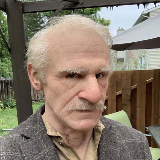 Realistic Old Man Halloween Mask - Movable Mouth Horror Latex Hood