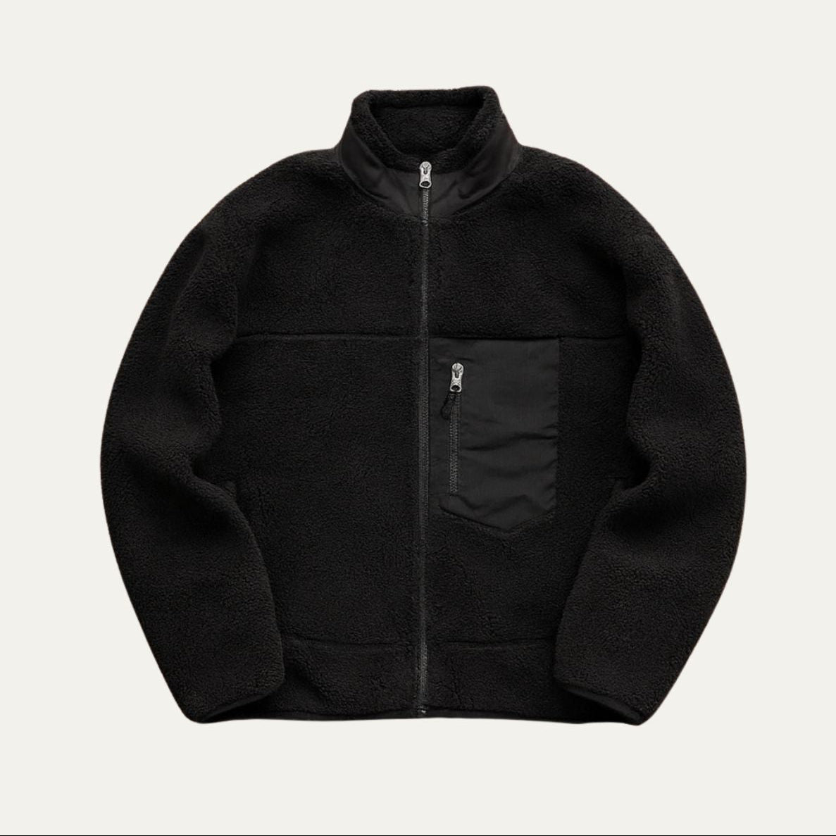 Men’s Teddy Fleece Lined Jacket with Zip and High Collar