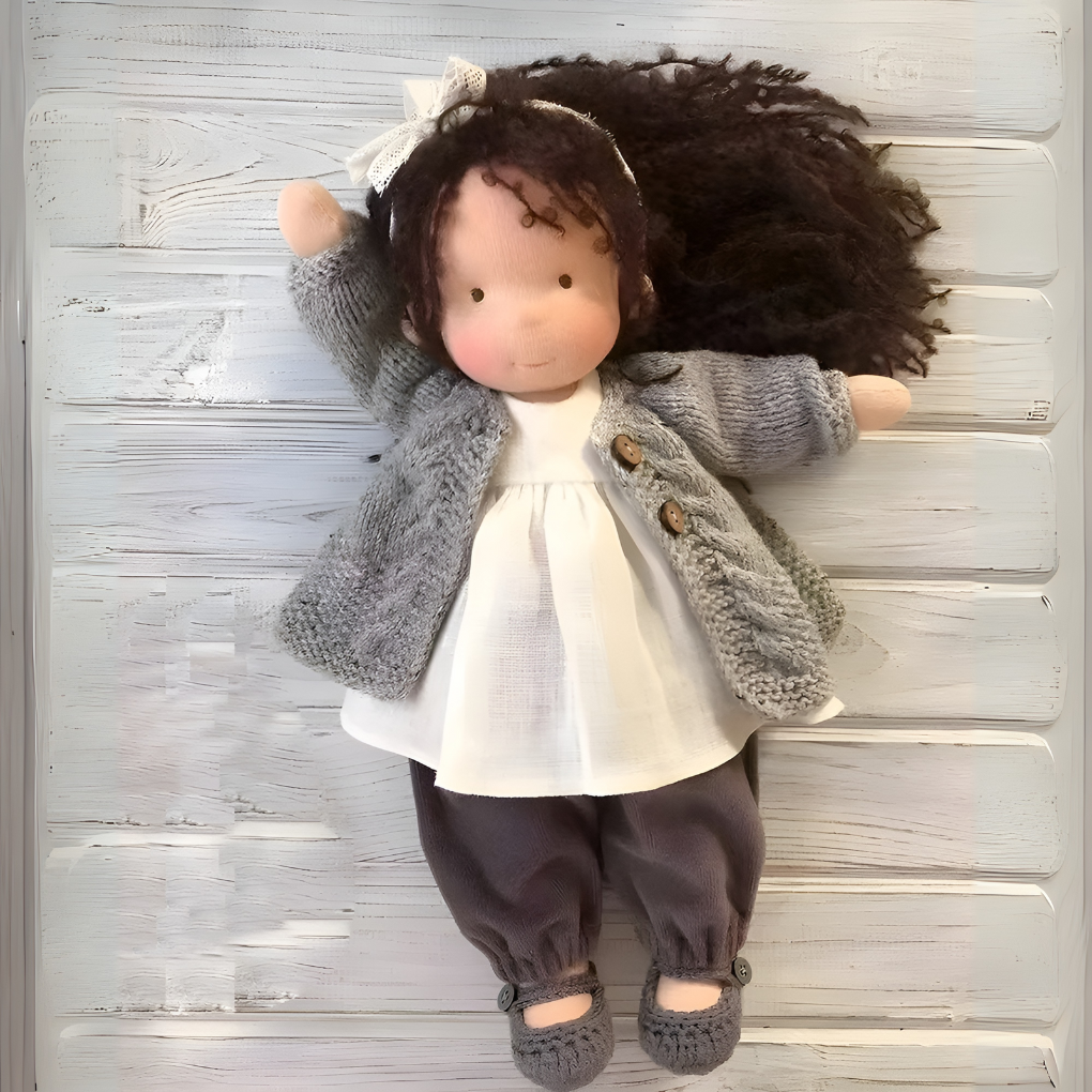 Handmade Waldorf Cuddly Doll - Soft Cotton Wool Toddler Plush