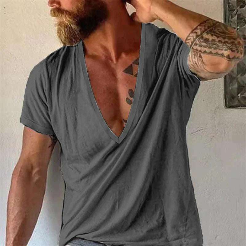 Men’s Deep V-Neck Cotton T-Shirt
