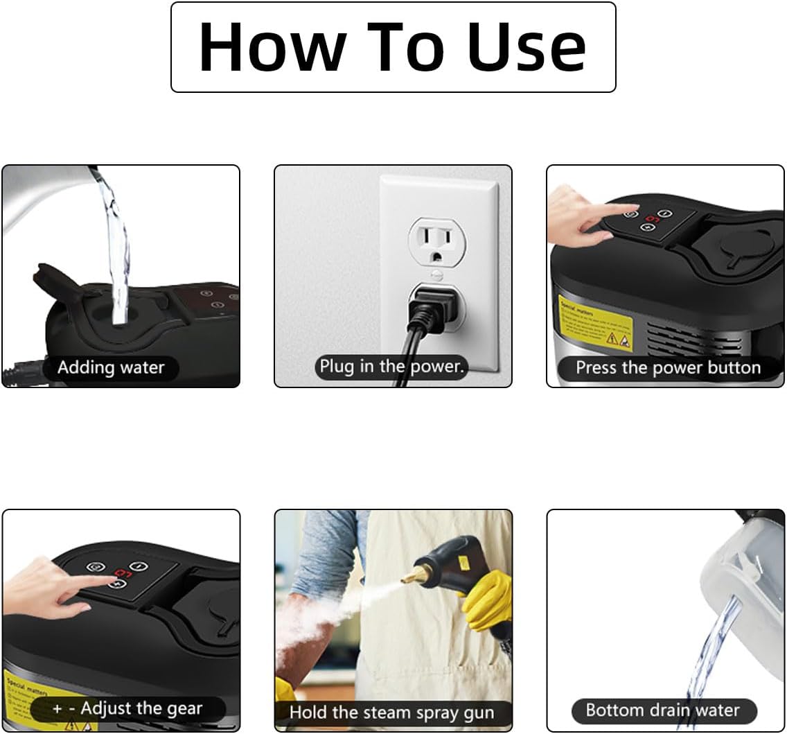 2500W High-Pressure Steam Cleaner with 4 Nozzles