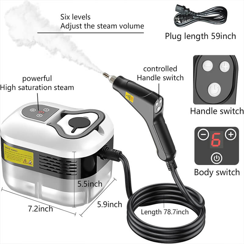 2500W High-Pressure Steam Cleaner with 4 Nozzles