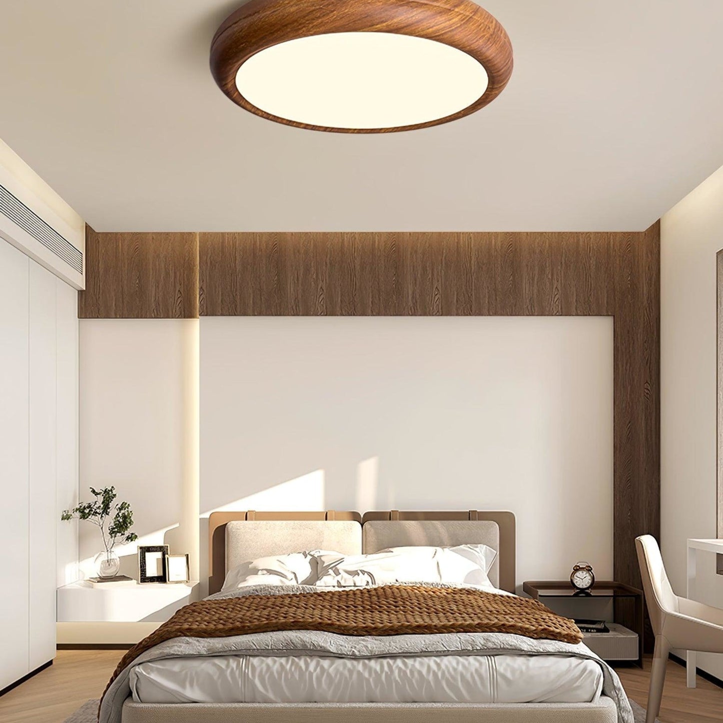 Modern Wood Flush Mount LED Ceiling Light
