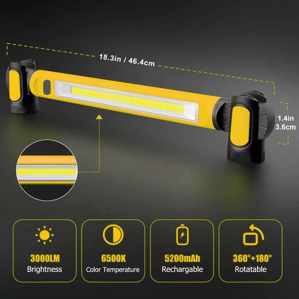 2-in-1 Rechargeable LED Work Light - Magnetic Split Mechanic Lamp