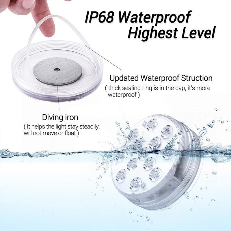 Waterproof LED Pool Light with Remote - Submersible Suction Lamp