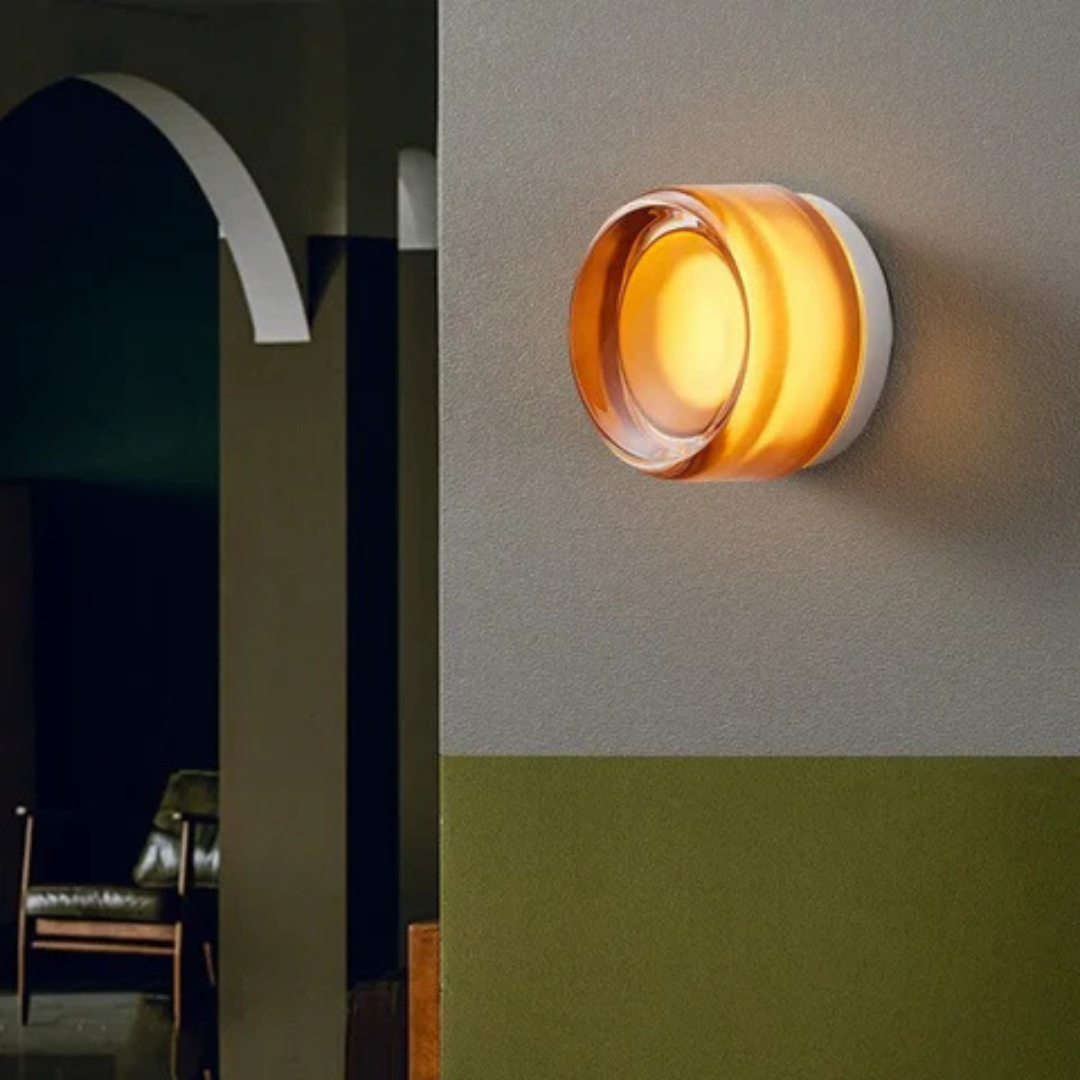 Modern Glass Wall Sconce – Round LED Wall Light Fixture