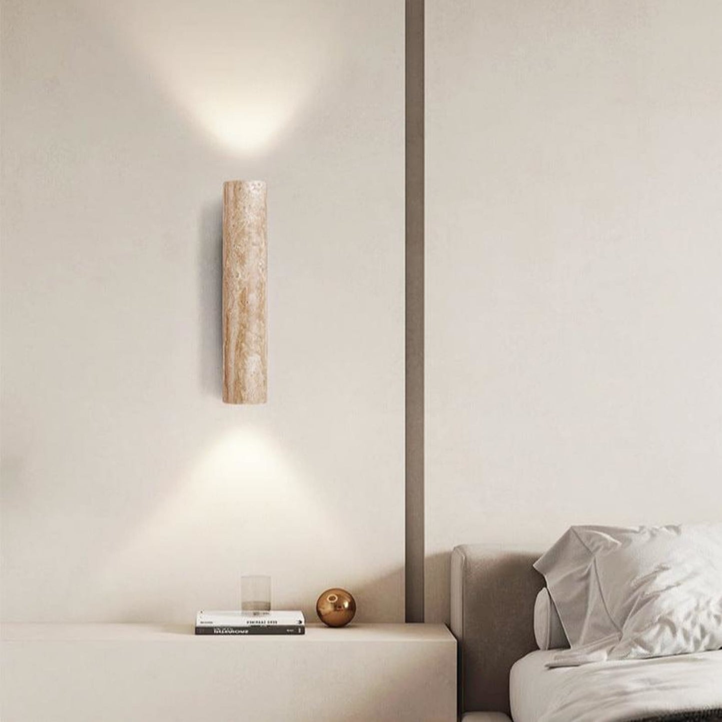 Travertine & Wood LED Wall Light