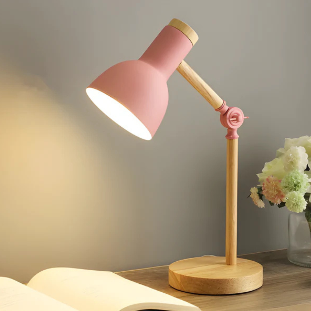 Modern Adjustable Table Lamp – Wooden & Metal LED Desk Light