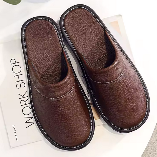 Men’s Leather House Slippers Slip On