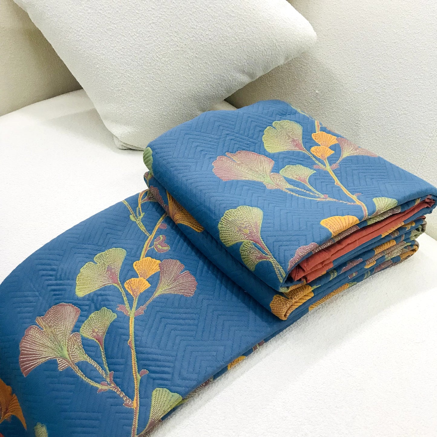 Reversible Jacquard Ginkgo Throw Blanket