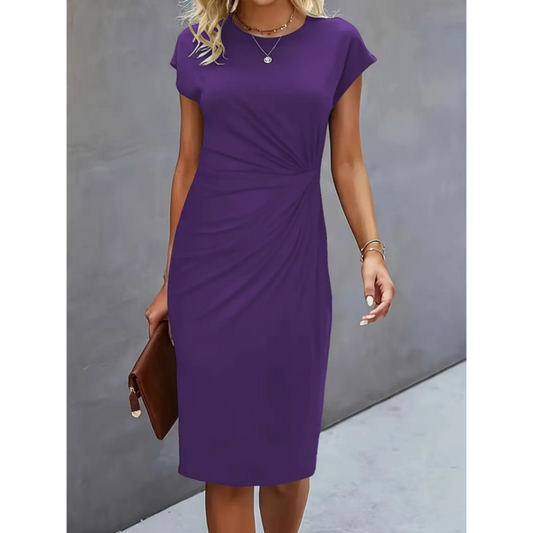Women’s Ruched Waist Fitted Midi Dress