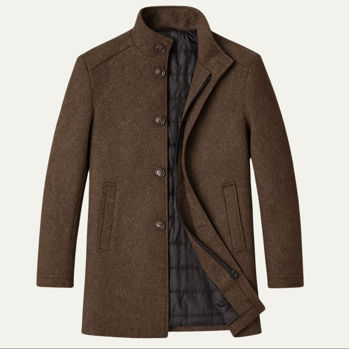 Men’s Classic Wool Winter Overcoat – Tailored Long Coat