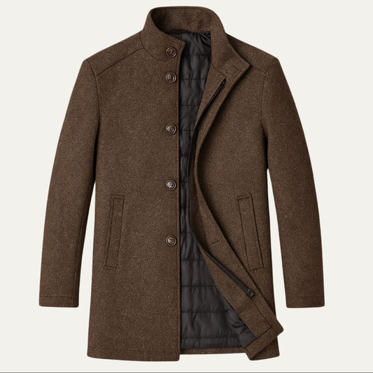 Men’s Classic Wool Winter Overcoat – Tailored Long Coat