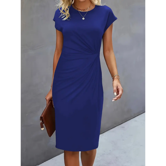 Women’s Ruched Waist Fitted Midi Dress