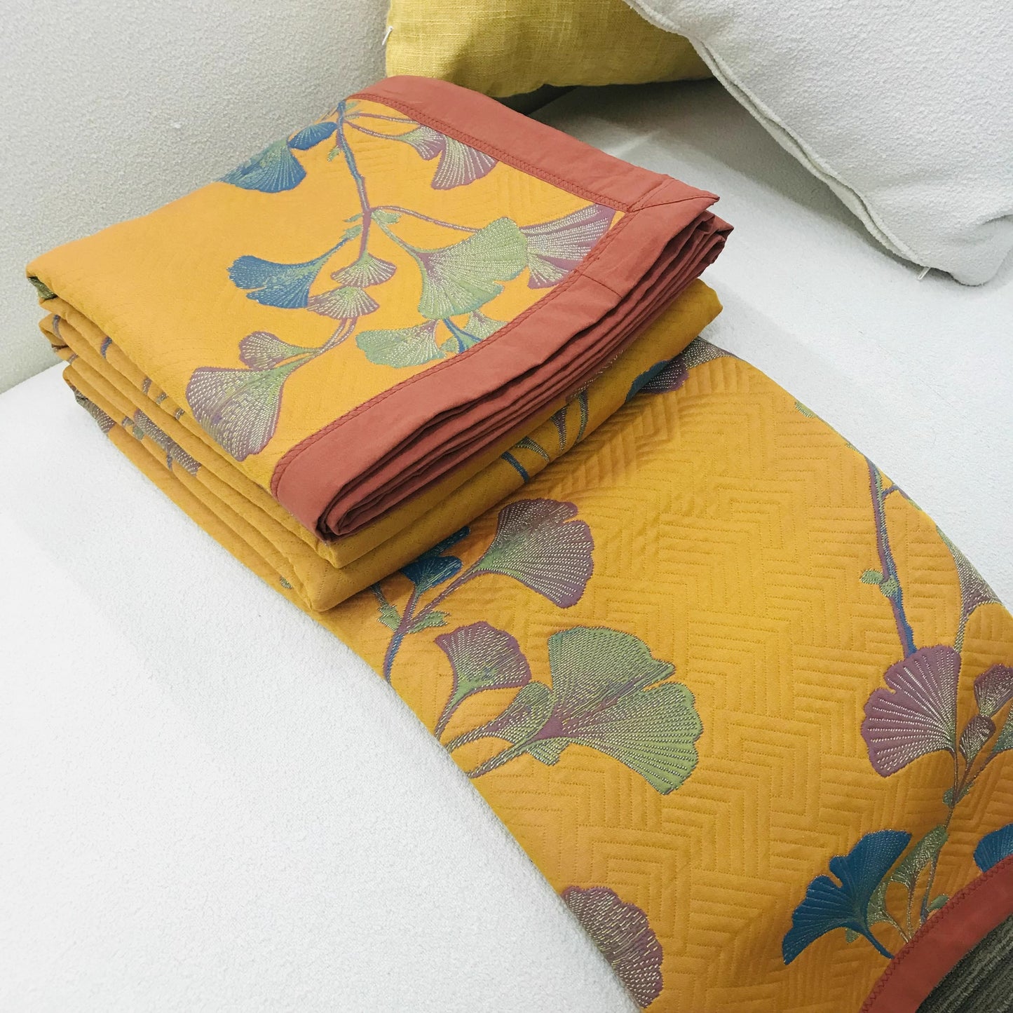 Reversible Jacquard Ginkgo Throw Blanket