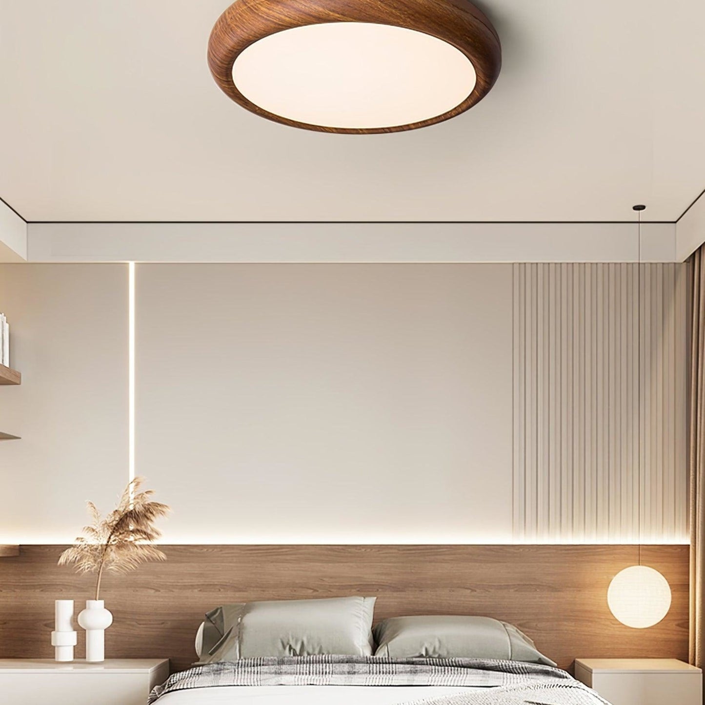 Modern Wood Flush Mount LED Ceiling Light