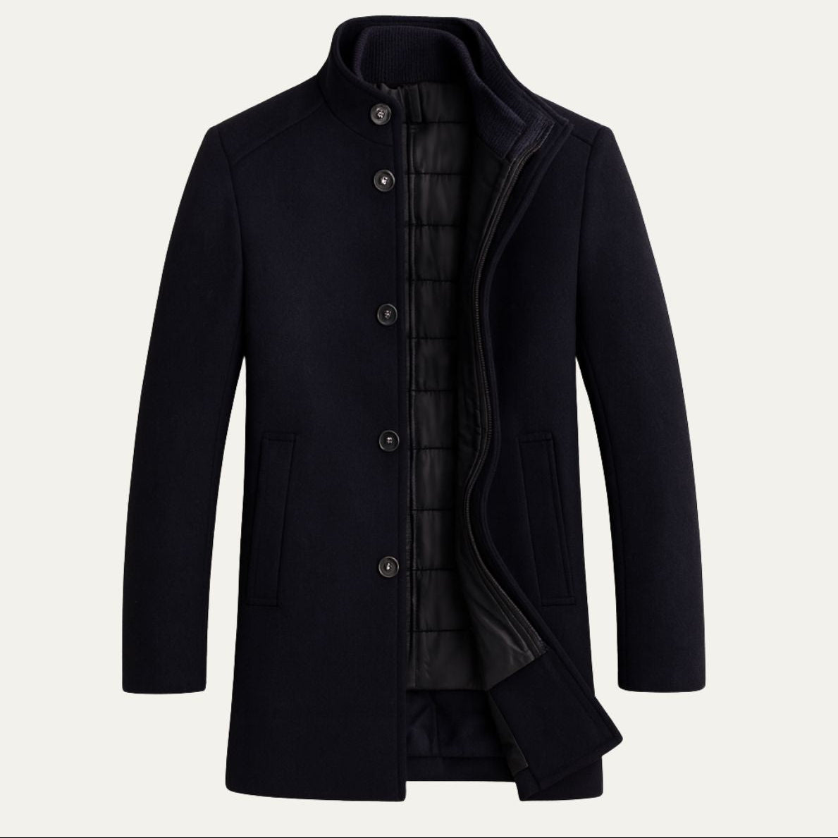 Men’s Classic Wool Winter Overcoat – Tailored Long Coat