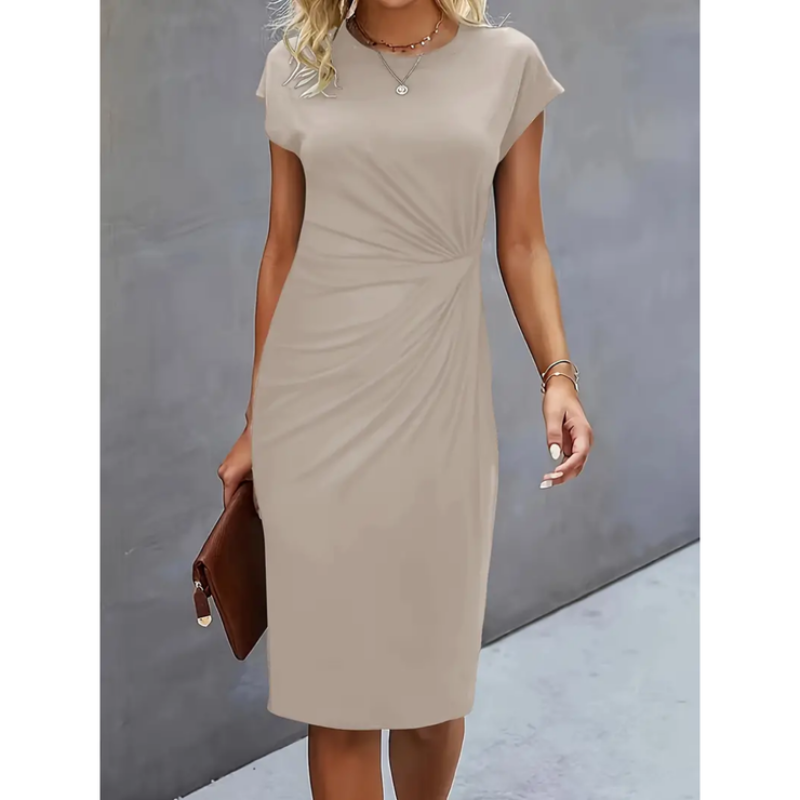 Women’s Ruched Waist Fitted Midi Dress