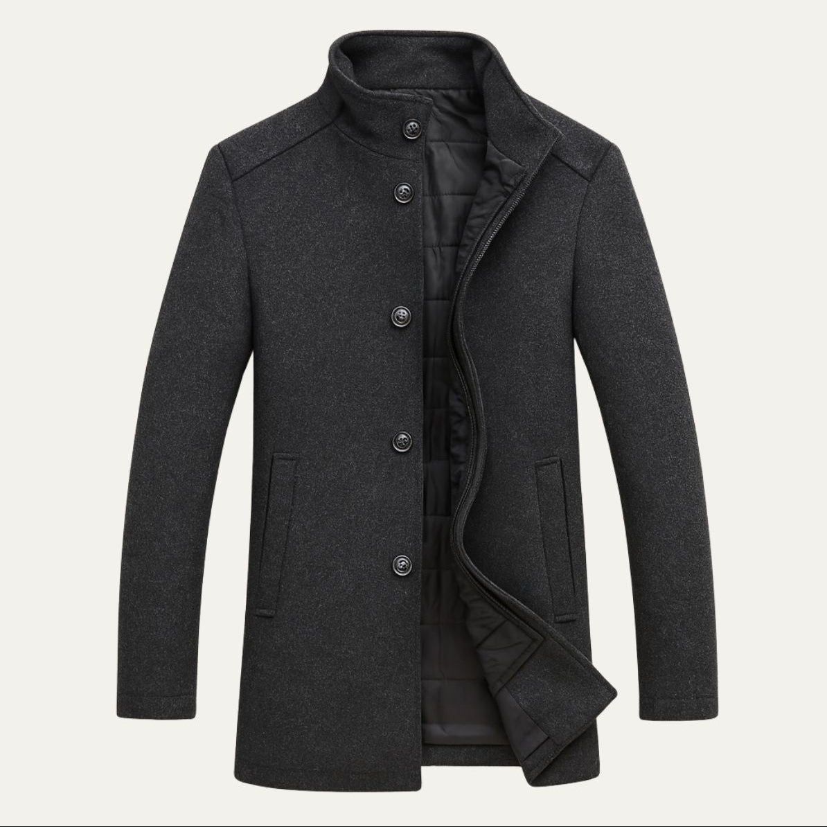 Men’s Classic Wool Winter Overcoat – Tailored Long Coat