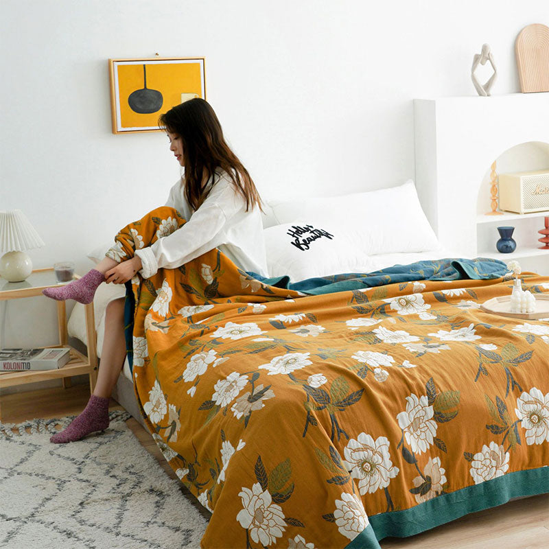 Reversible Cotton Boho Floral Quilt