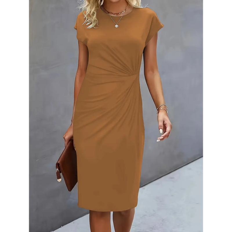 Women’s Ruched Waist Fitted Midi Dress
