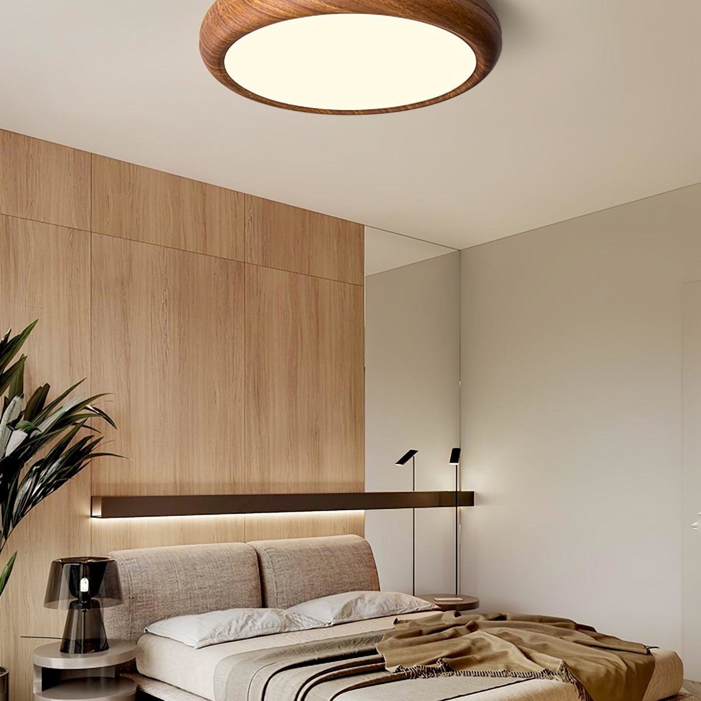 Modern Wood Flush Mount LED Ceiling Light