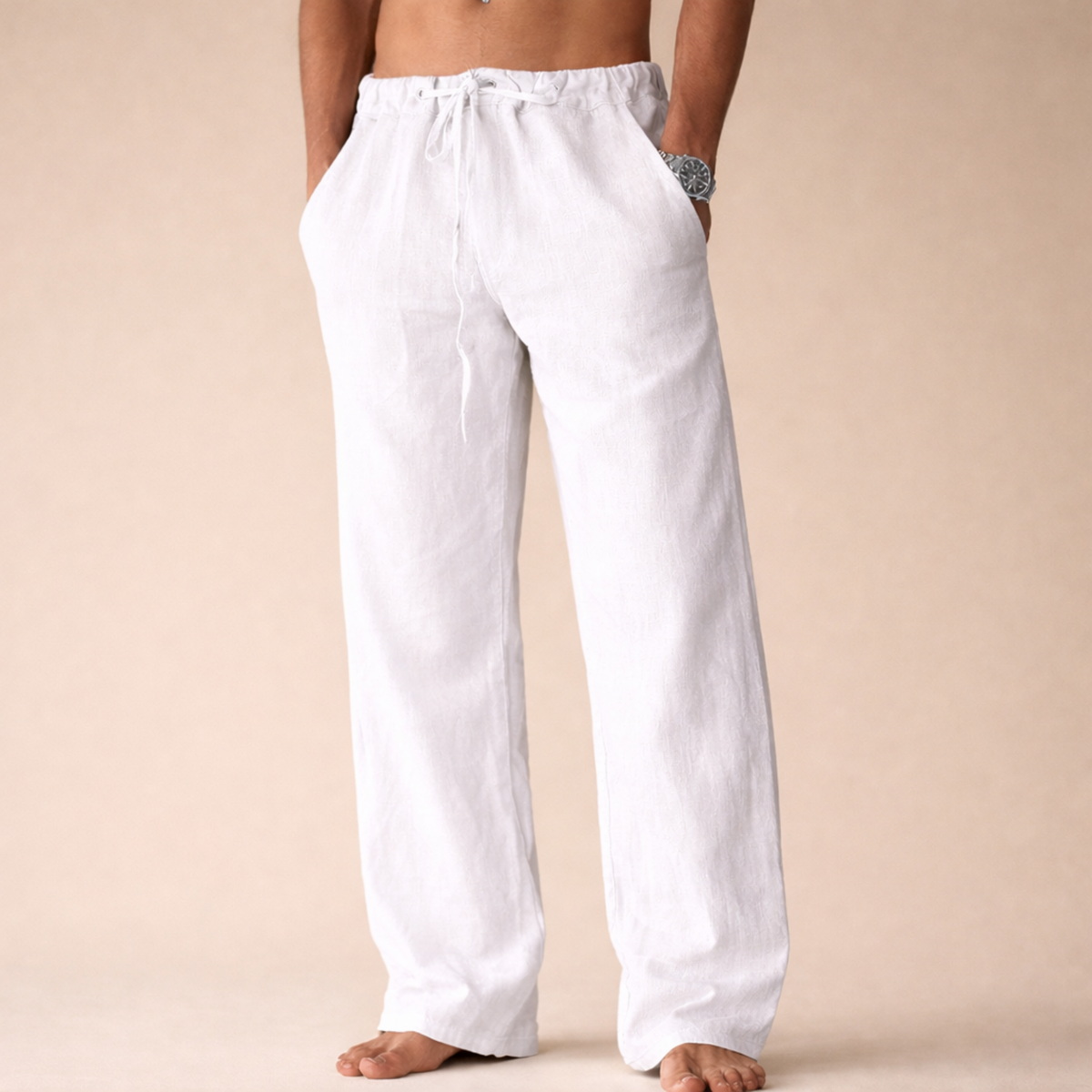 Men’s Linen Drawstring Trousers – Relaxed Fit