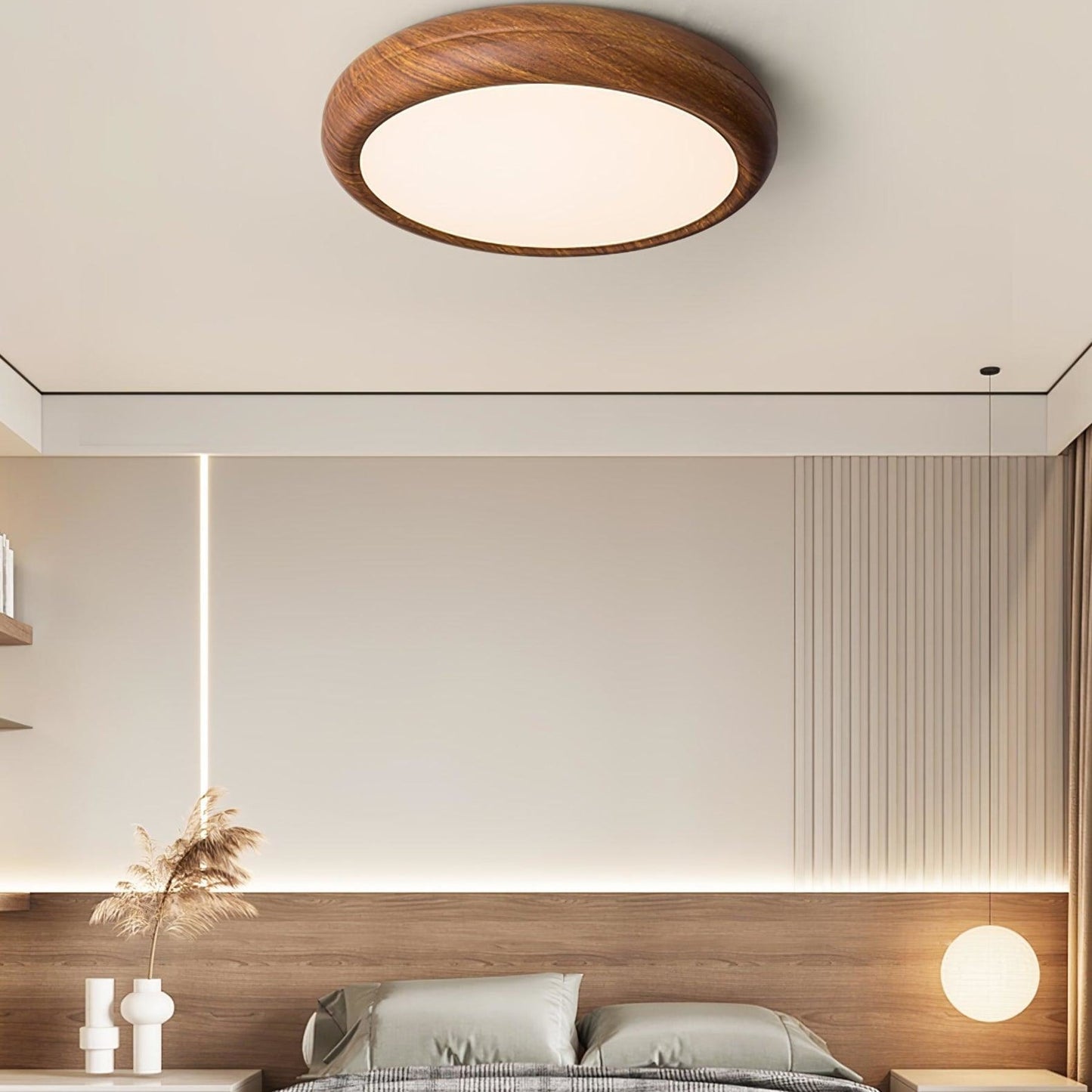Modern Wood Flush Mount LED Ceiling Light
