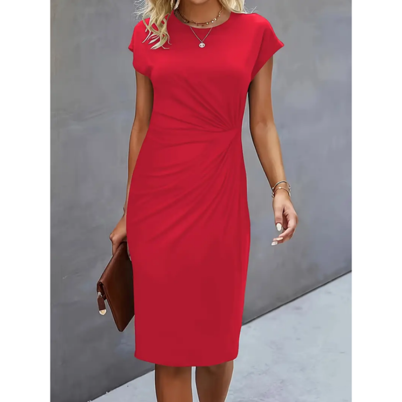 Women’s Ruched Waist Fitted Midi Dress