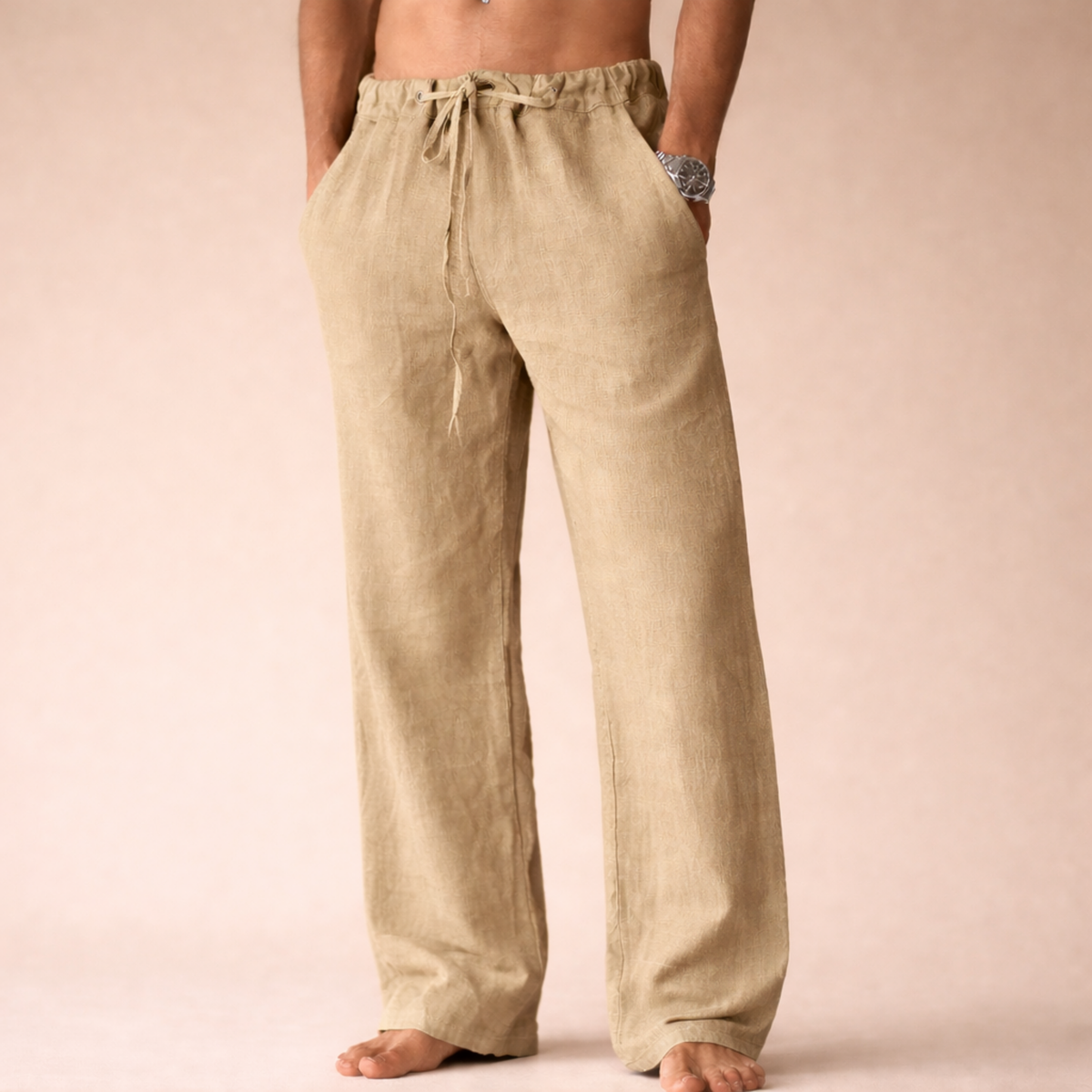 Men’s Linen Drawstring Trousers – Relaxed Fit