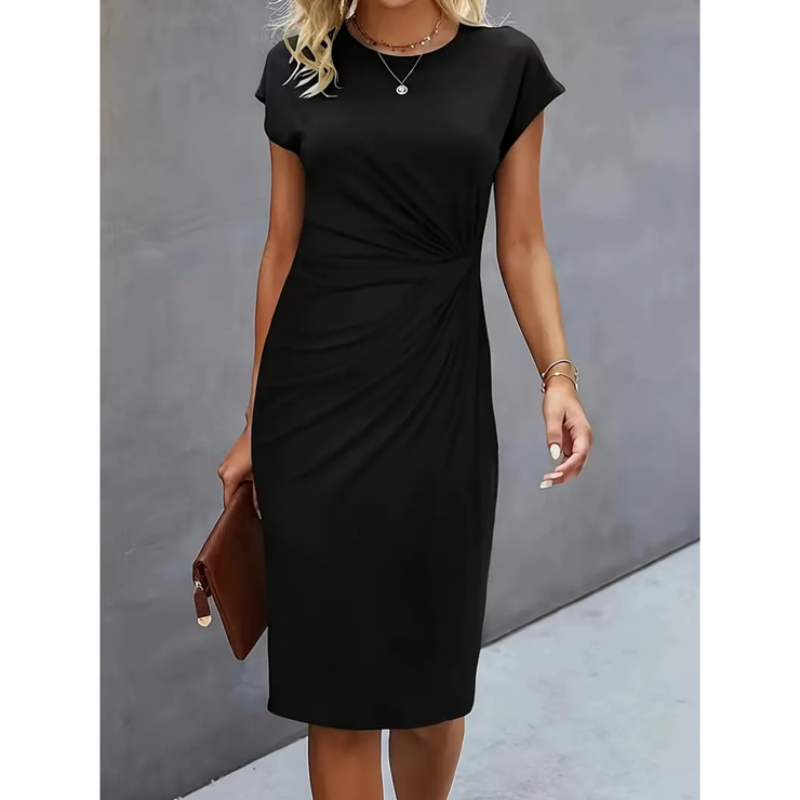 Women’s Ruched Waist Fitted Midi Dress