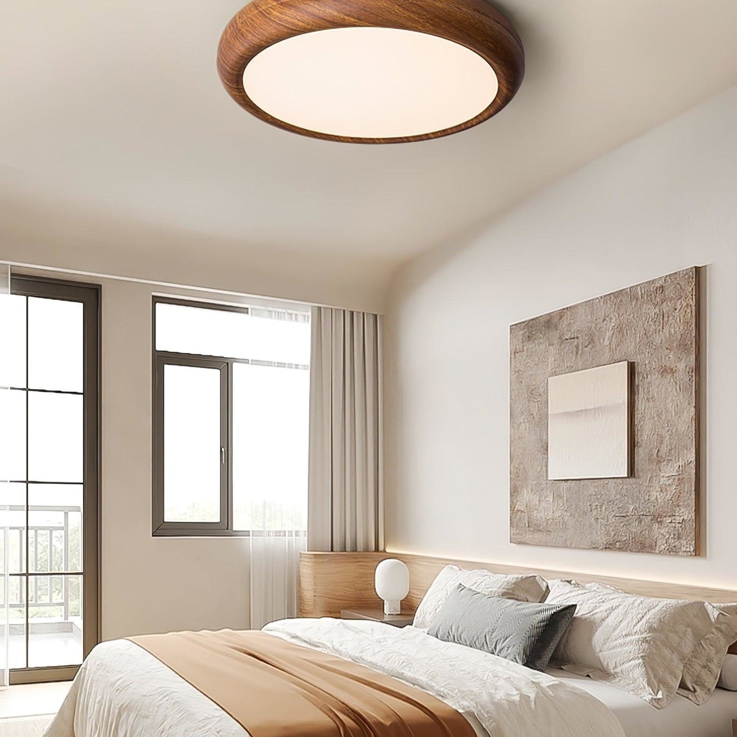 Modern Wood Flush Mount LED Ceiling Light