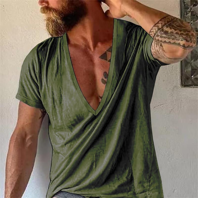 Men’s Deep V-Neck Cotton T-Shirt