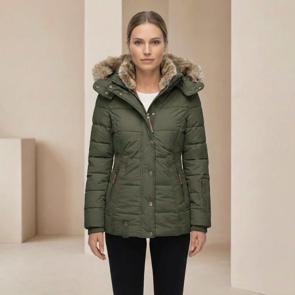 Women's Slim Fit Down Puffer Jacket - Warm Water-Resistant Winter Coat