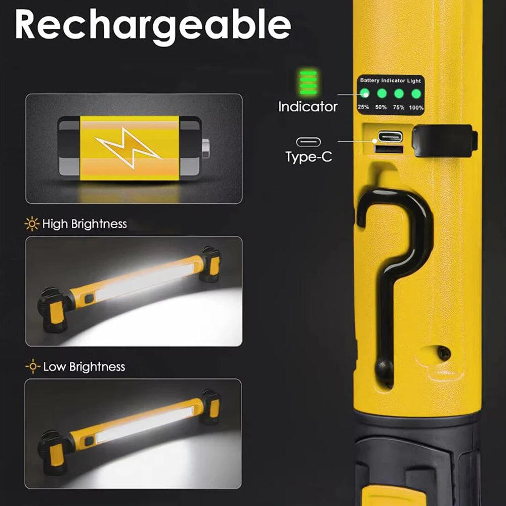 2-in-1 Rechargeable LED Work Light - Magnetic Split Mechanic Lamp